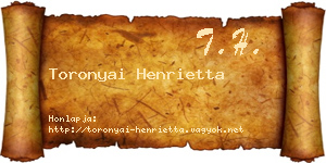 Toronyai Henrietta névjegykártya